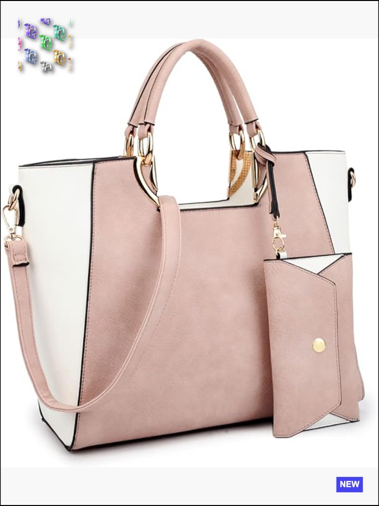 Large Vegan Leather Tote Satchel Work Bag With Matching Wristlet Chic Elegant
